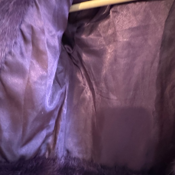 Habitual Girl Plum Purple Faux Fur Coat - Size 4/5 - Picture 8 of 12